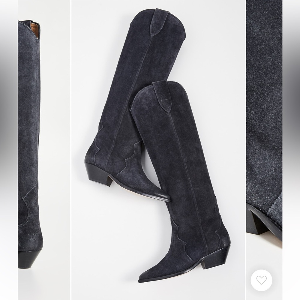 Isabel Marant Denvee Pointed-Toe Boots-Black Suede